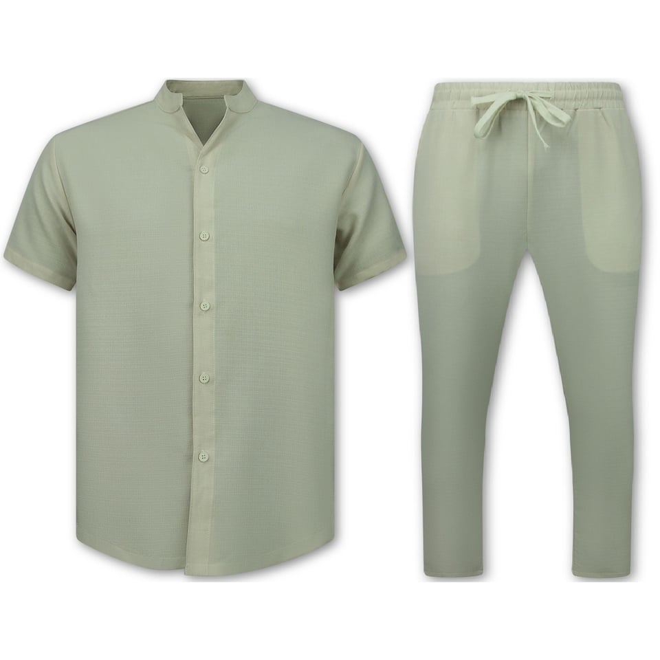 Linnen Zomerset Heren - Linnen Twinset - Linnen Overhemd Heren - Zomer Broek Heren - MG-012 - Beige