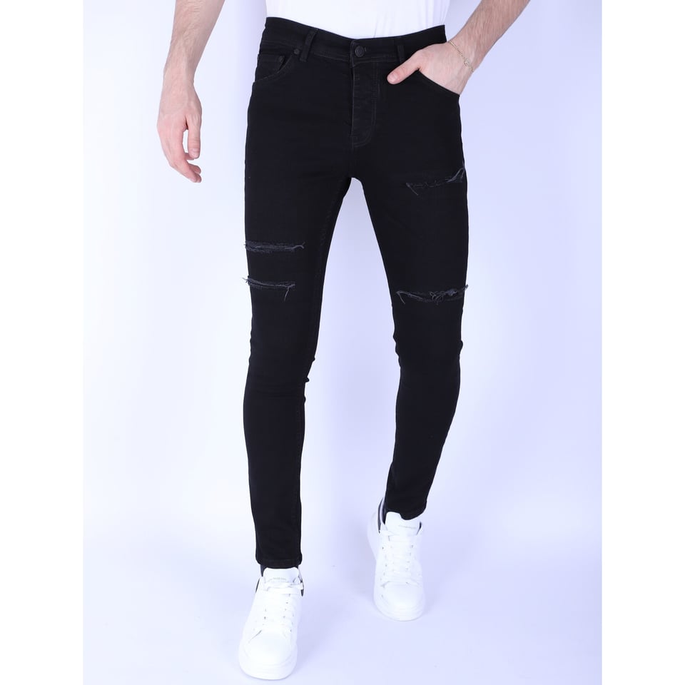 Ripped Gescheurde Jeans Heren - Slim Fit -1092- Zwart