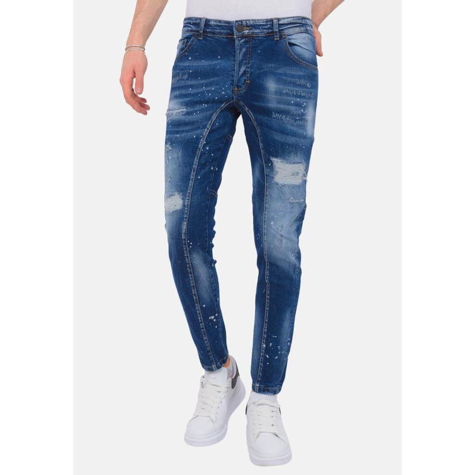 Destroyed Jeans Heren Stonewashed - Slim Fit -1083- Blauw
