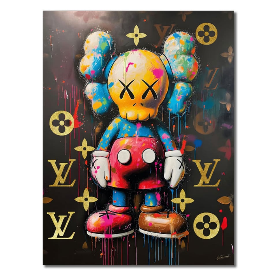 Glasschilderij Mickey Pop Art Louis Vuitton 60x80cm