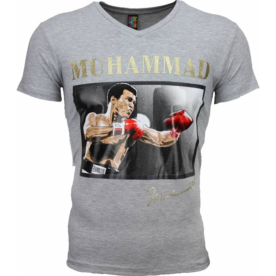 T-Shirt - Muhammad Ali Glossy Print - Grijs