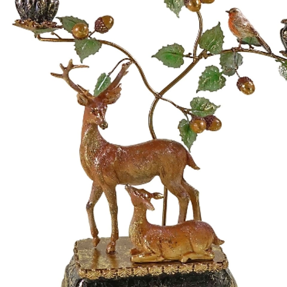 Kandelaar Hertjes en Vogels Metaal 37x46cm 3-Armen