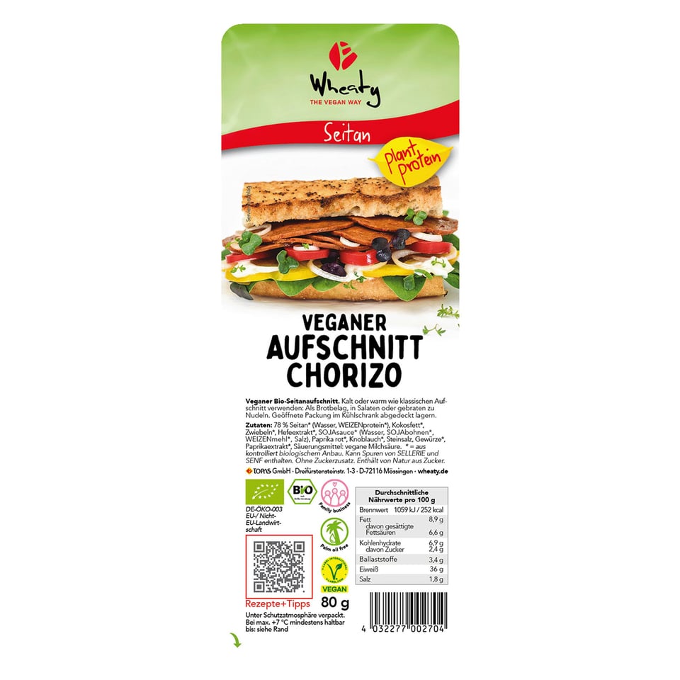 Wheaty Veganer Aufschnitt Chorizo BIO 80g