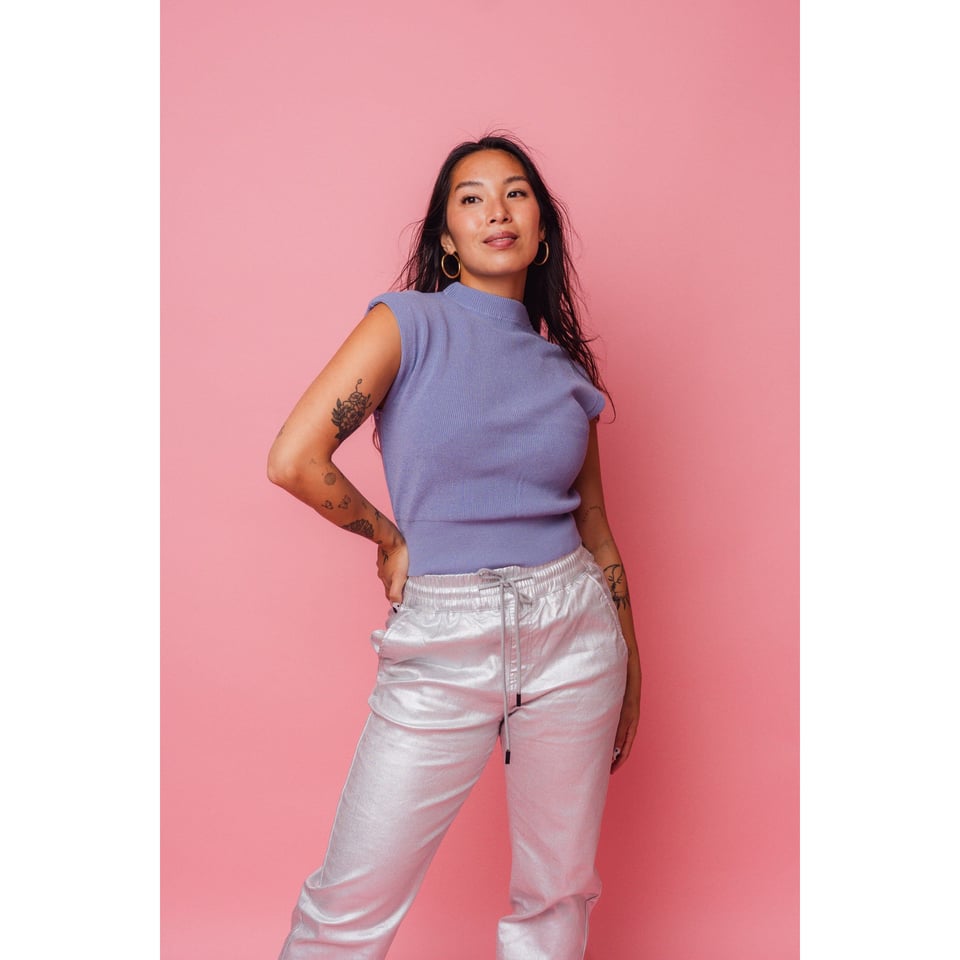 Zilveren metallic broek