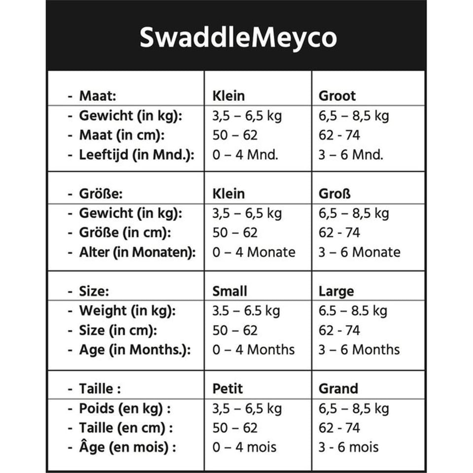 Swaddle Meyco Inbakerdoek 0-3mnd. Dots Zwart