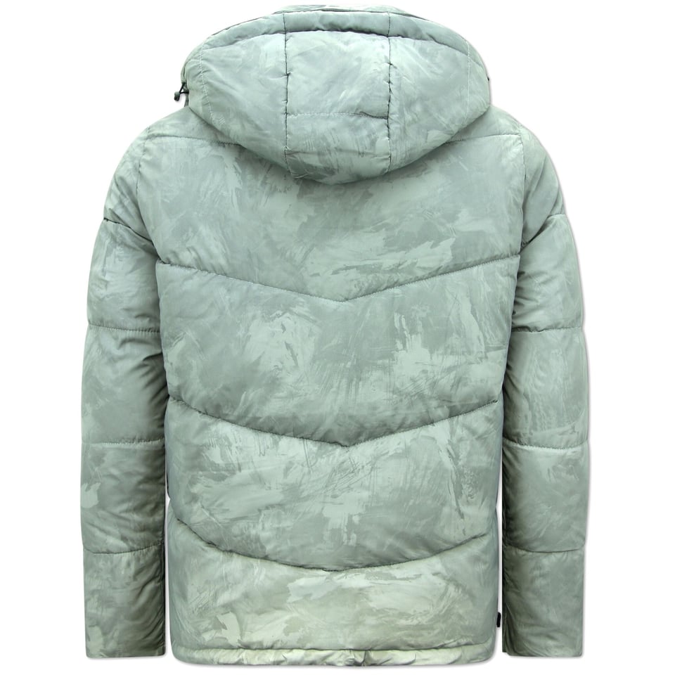 Reflector Grijs Puffer Jas Heren Met Capuchon