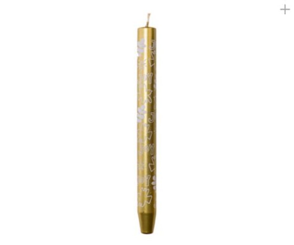 Diner Kaars Goud Met Bloemen 2.7x29cm