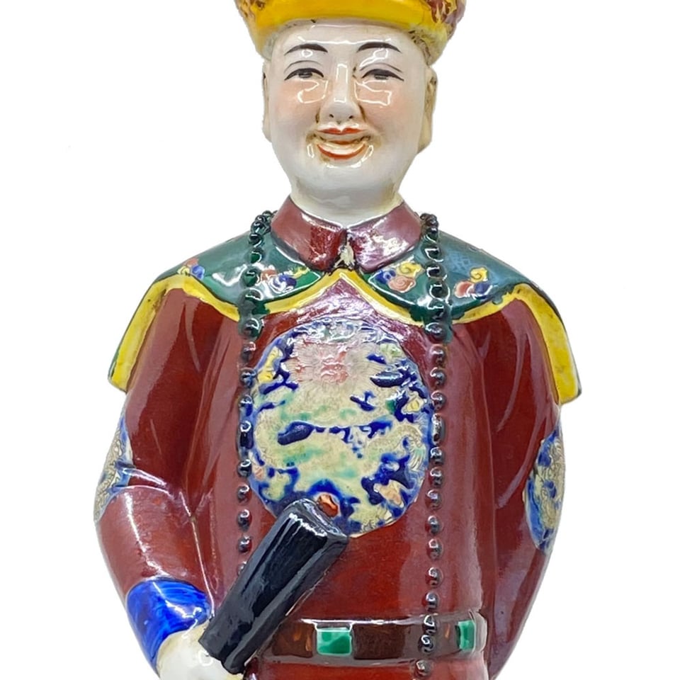 Beeld Chinese Keizer Zoon Staand Rood Bruin H42cm