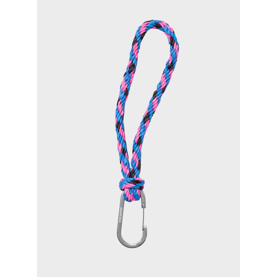 SUSAN BIJL Kumihimo Keychain Blueblack & Fluo Pink