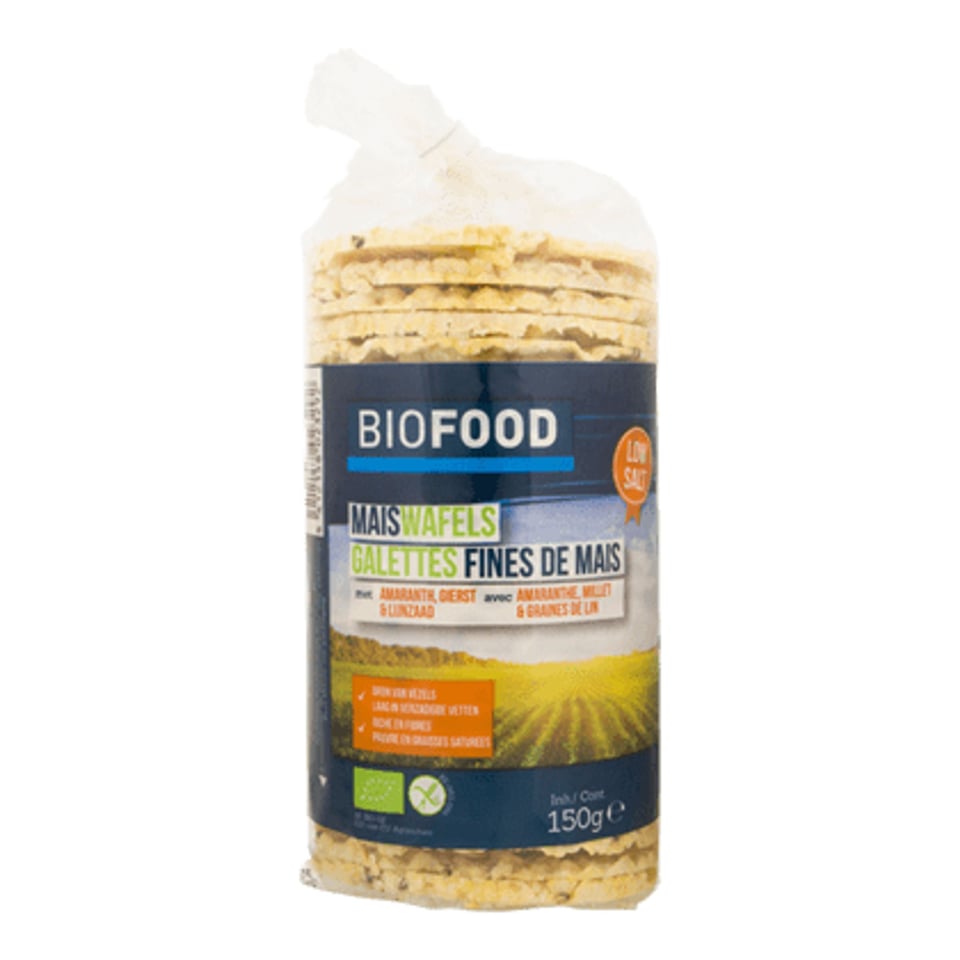 BIOFOOD Maiswafels Met Lijnzaad Bio