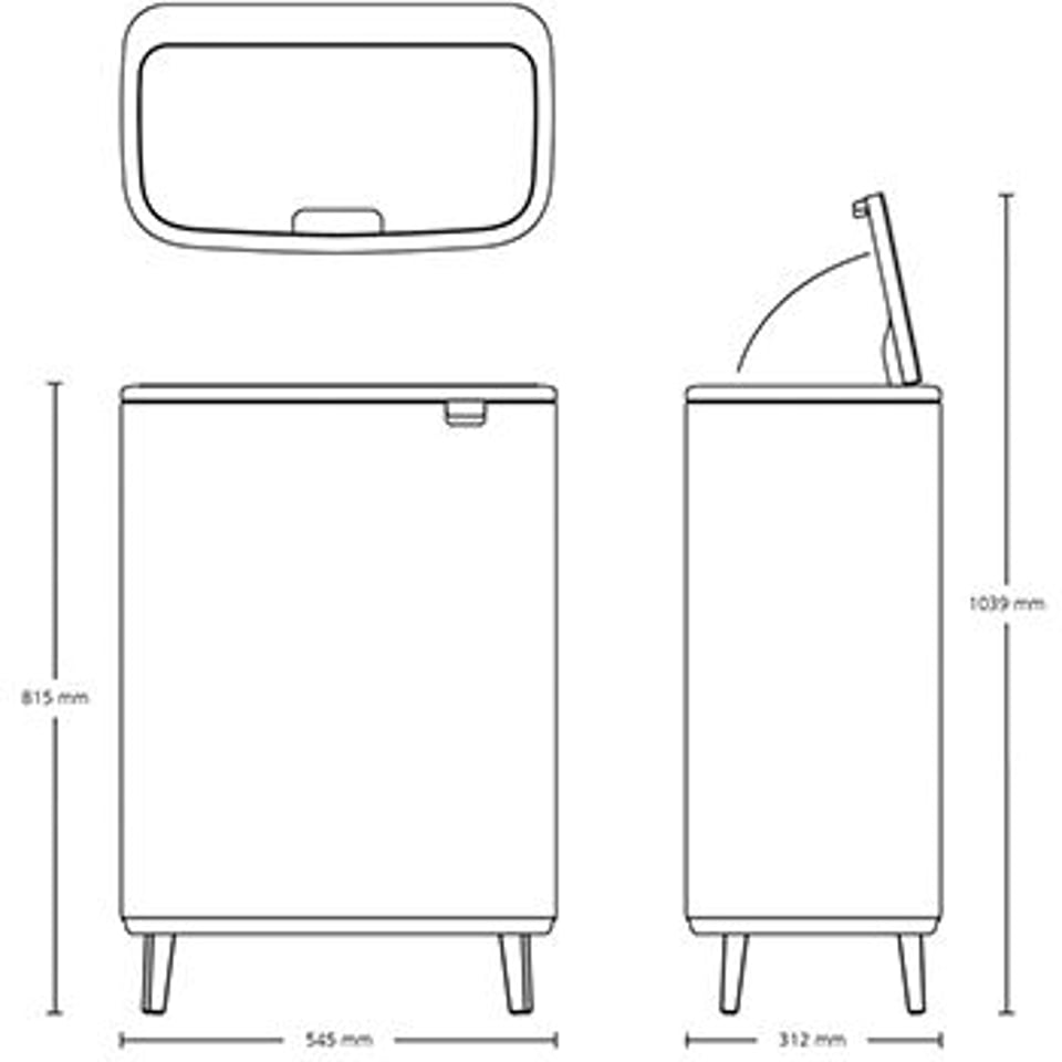 Brabantia Bo Touch Bin Afvalemmer High 60 Liter Matt Steel Fingerprint Proof