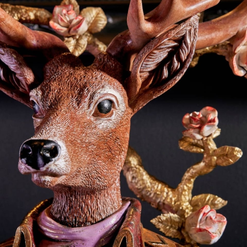 Kandelaar Hert Lila Strik 44x64cm Met 5 Armen