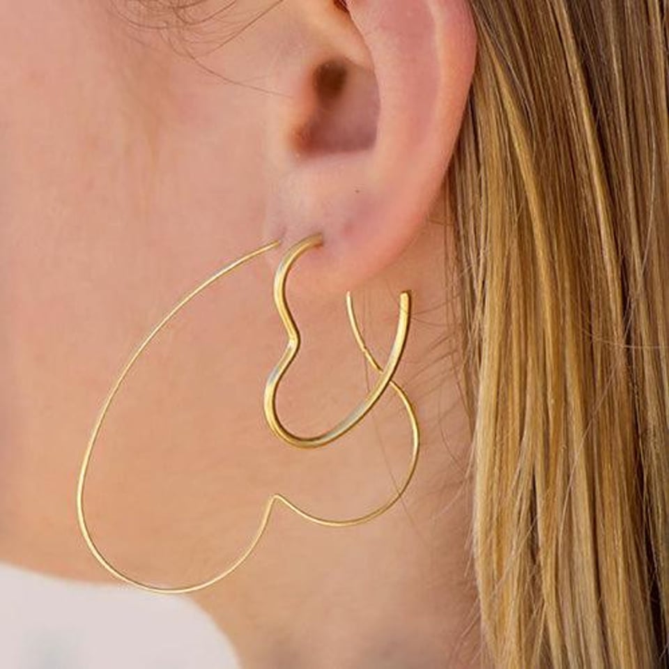 Gold Plated Open Heart Earrings