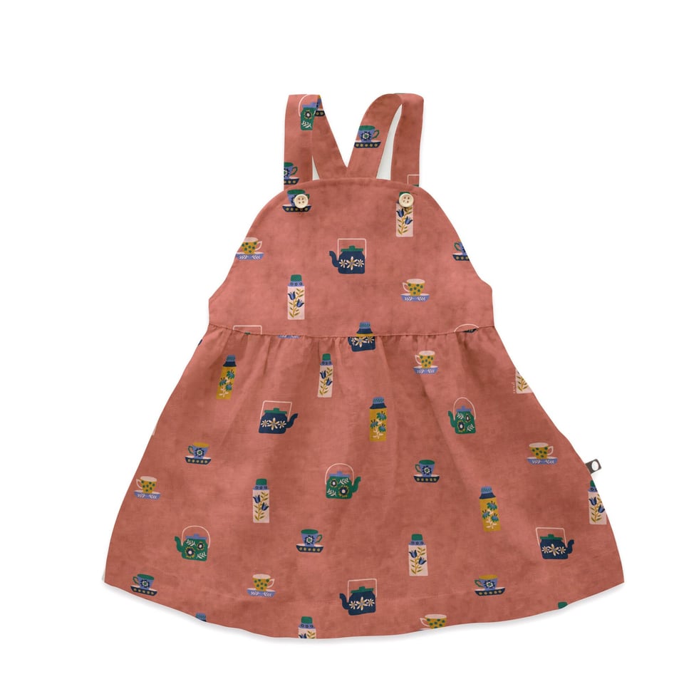 Overall Dress - Punch Pink/Tea