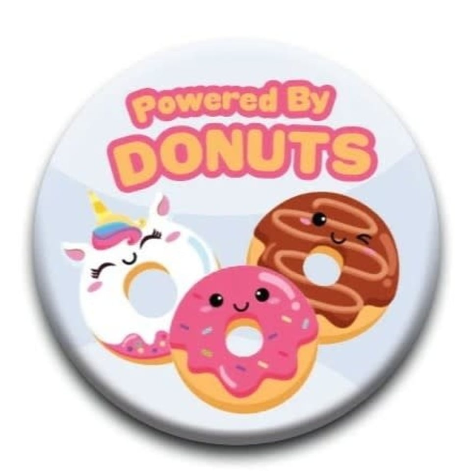 Kawaii Foods Pinback Button - Powered by Donuts