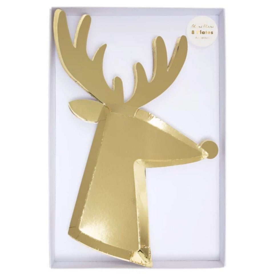 Meri Meri Gold Reindeer Plates (8 St)