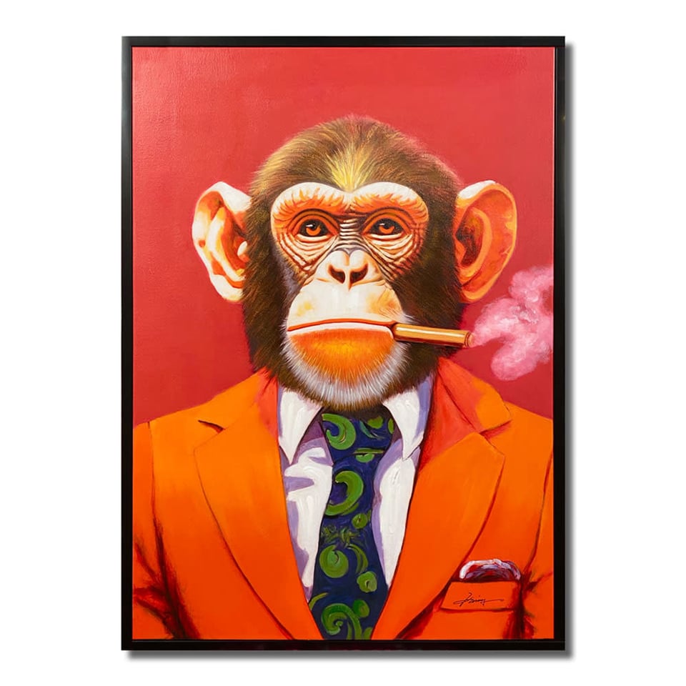 Schilderij Monkey Boss 70x100cm Ingelijst