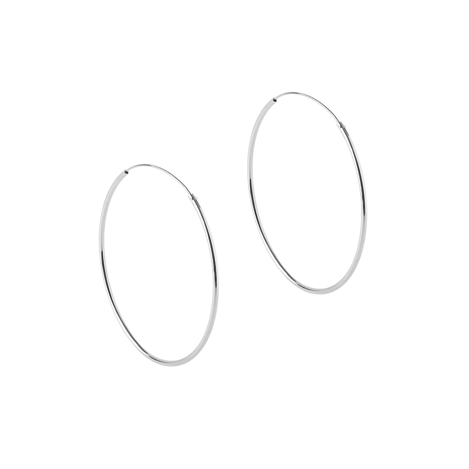 Silver Hoop Earrings 50 MM 1,2MM - Sterling Silver / Silver / 50MM