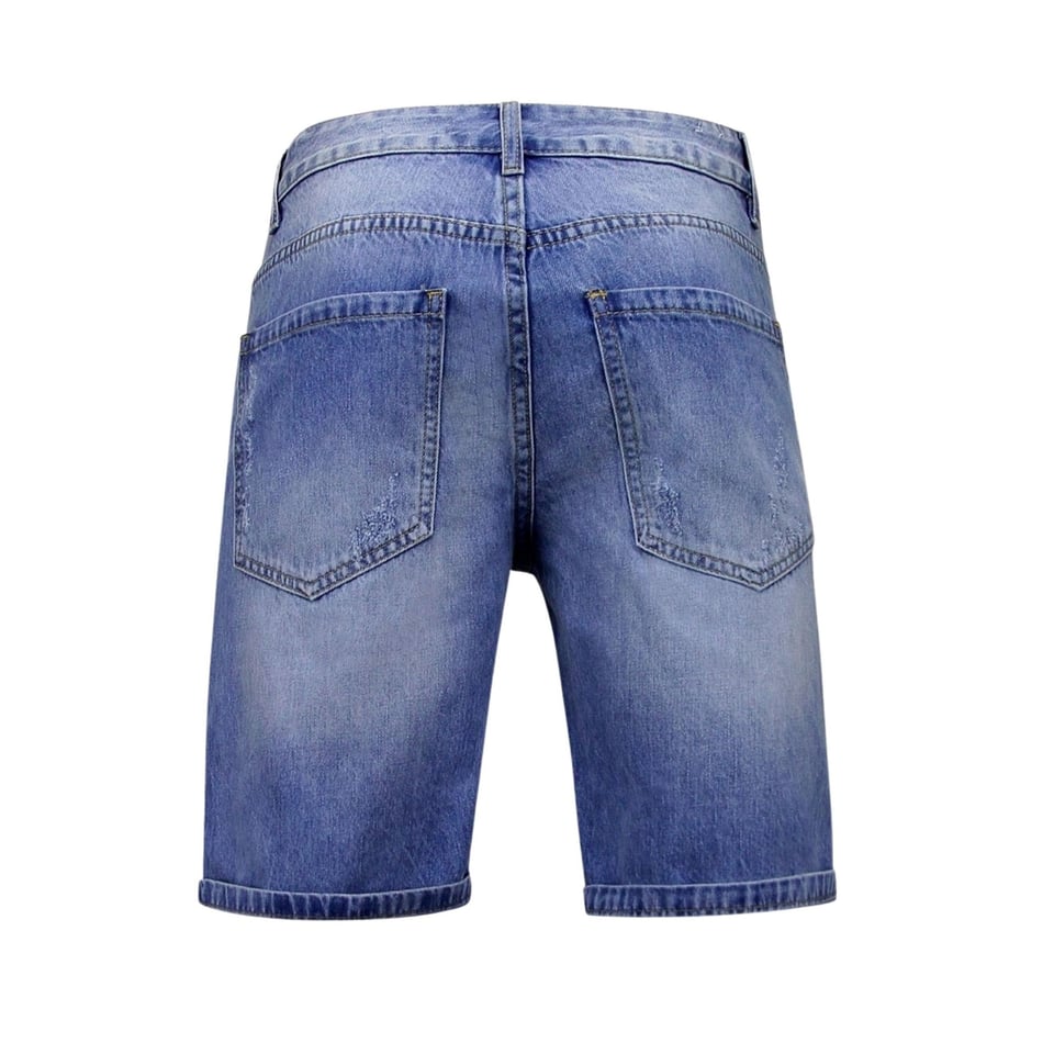 Korte Broek Heren Met Gaten - Denim Short - 951- Blauw