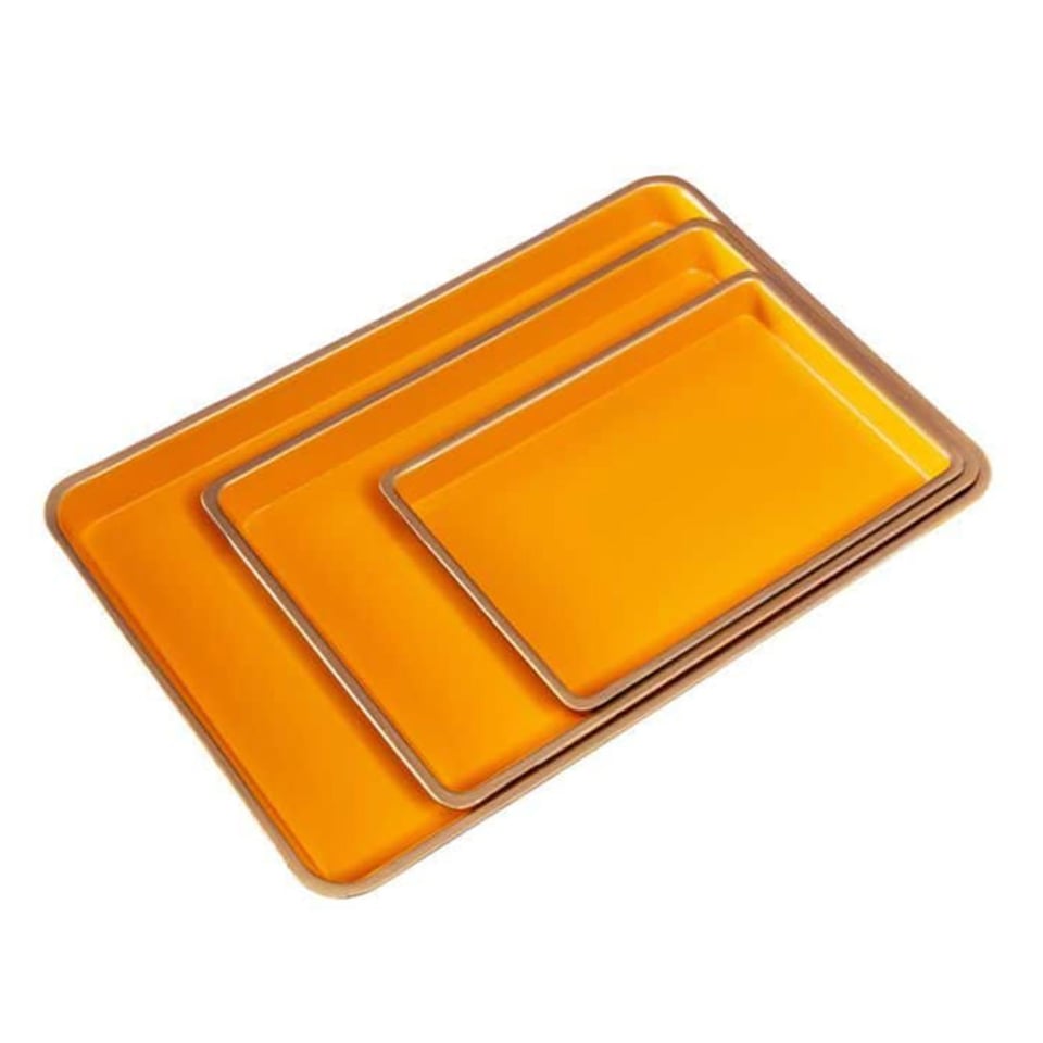Set Van 3 Dienbladen Met Gouden Rand in 4 Kleuren