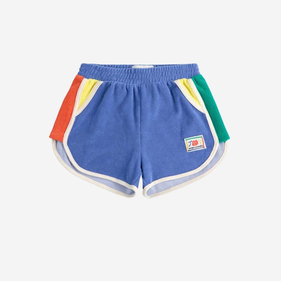 Bobo Choses Smiling Color Block Terry Cloth Shorts