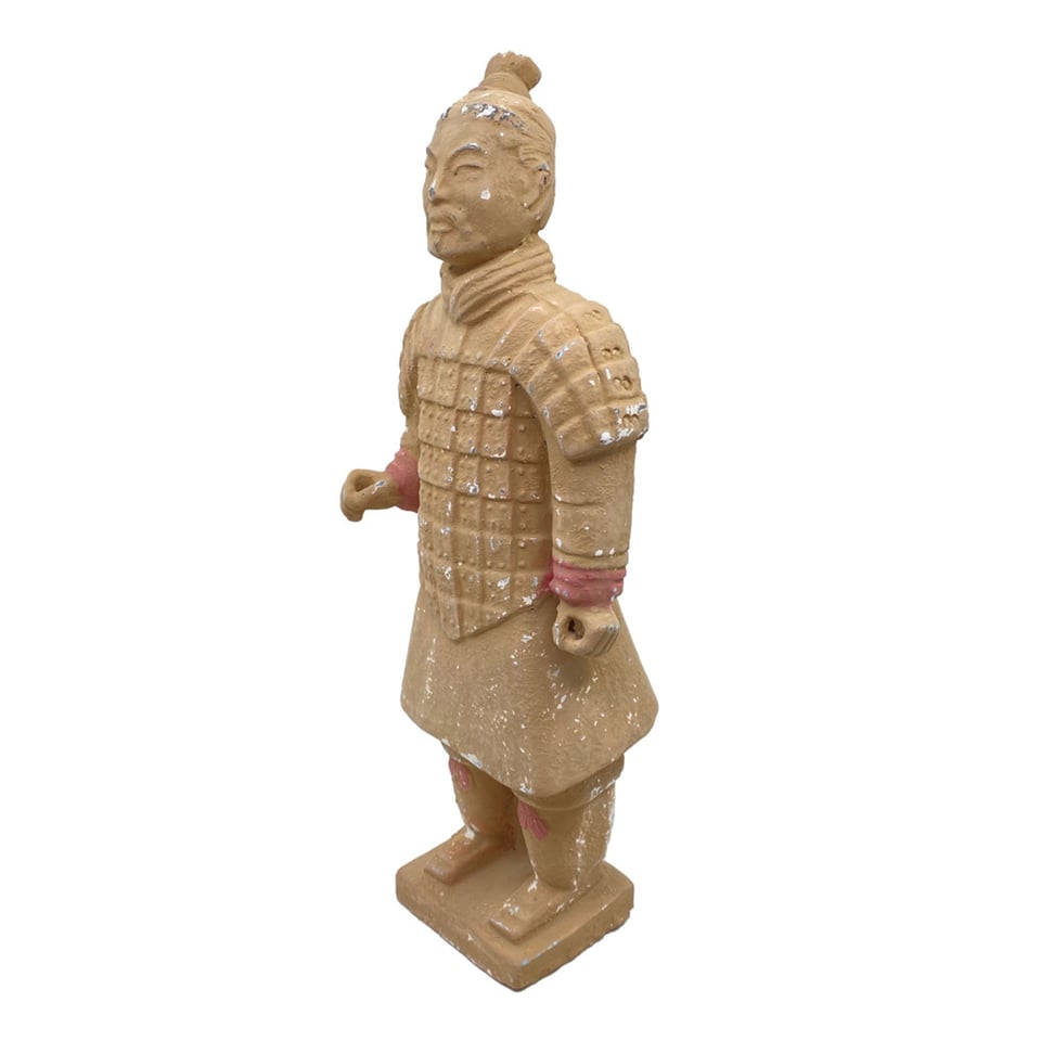 Beeld Chinese Soldaat Staand Knot Terracotta 15x42cm