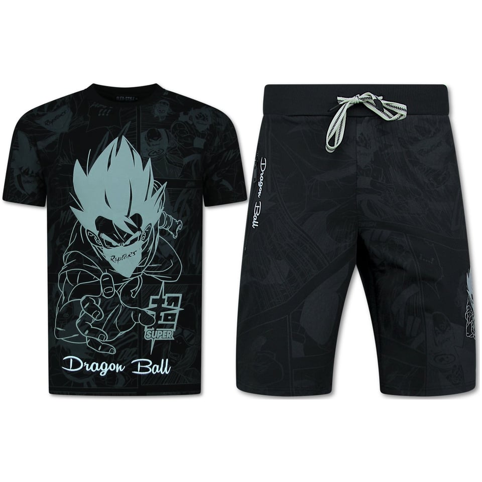 Twinset Dragon Ball - Zomerset Heren - Co Ord Set Dragon Bal - Combisets - 1681 - Zwart