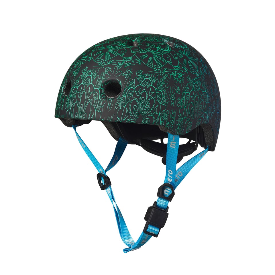 Micro PC Helm Deluxe Mandala Groen/blauw - Maat: M (54-58 Cm)