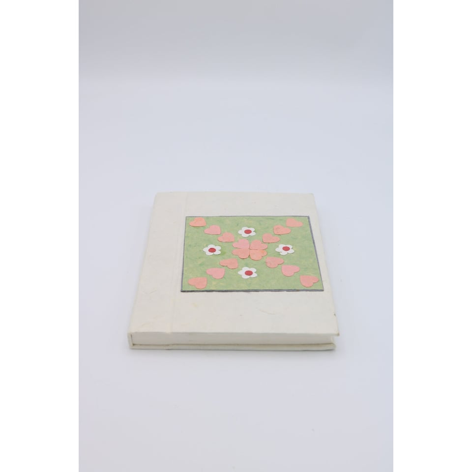 Boekje - Roomwit, Bloem/Hart - Handgeschept Papier