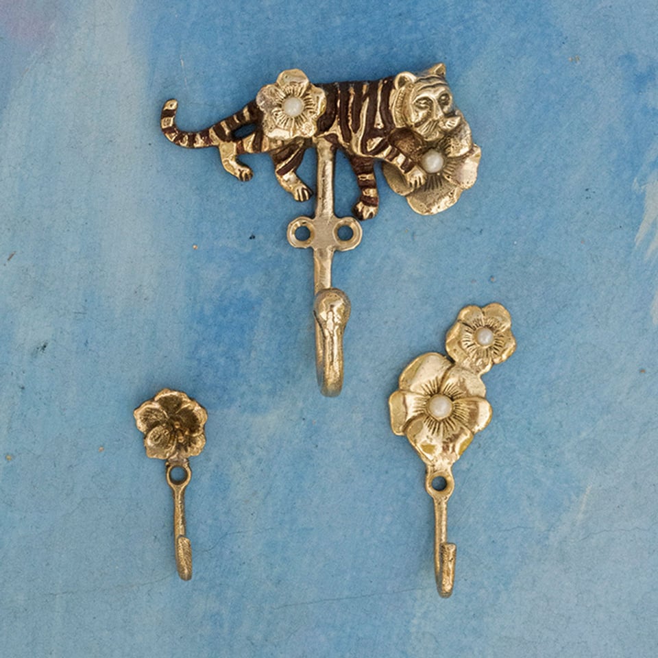 Wandhaakje Maisie Flower Messing 2x5cm