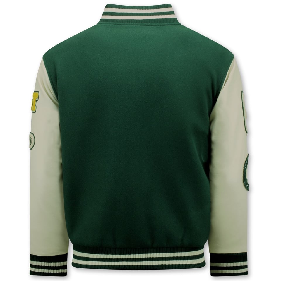 Vintage Oversized Varsity Jacket Heren - 7086 - Groen