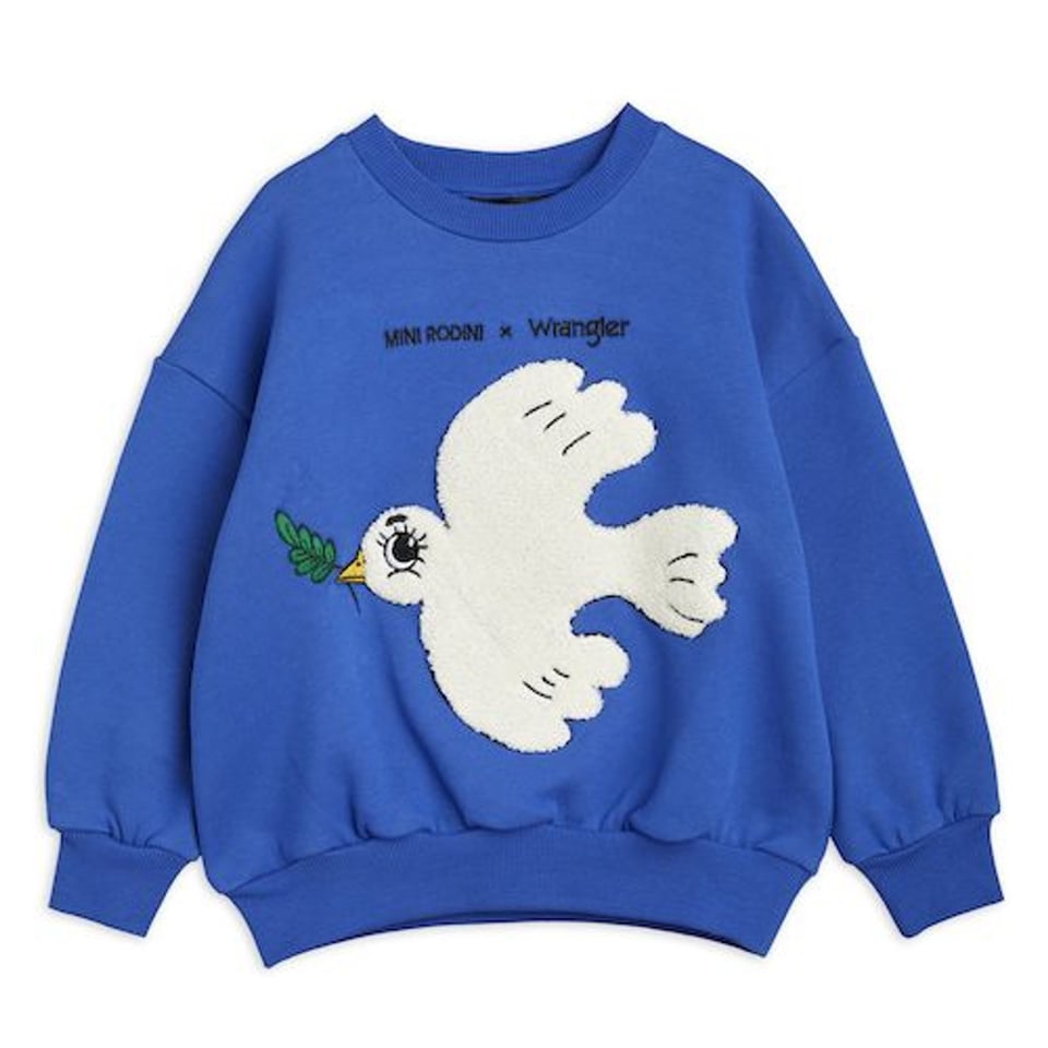 Mini Rodini X Wrangler Peace Dove Chenille Sweatshirt Blue