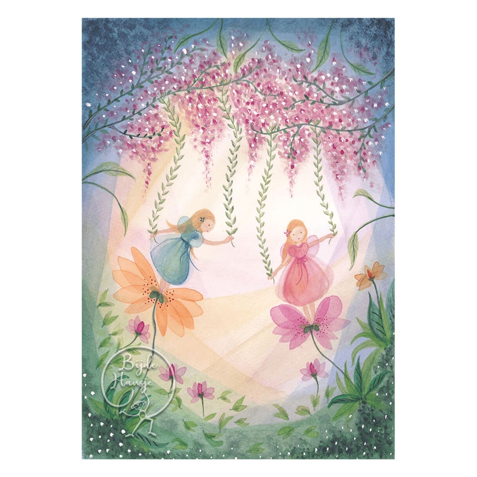 Ansichtkaart Fairies with Flowers (Bijde Hansje)