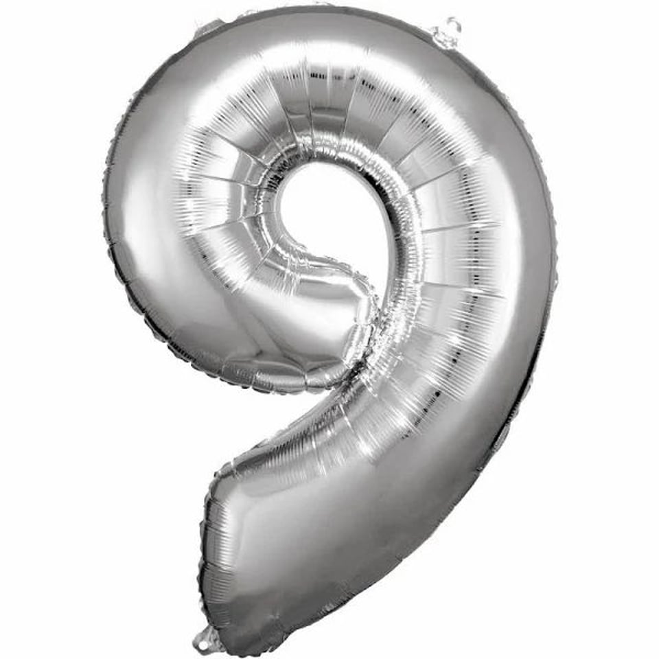 Cijferballon Zilver 90cm 