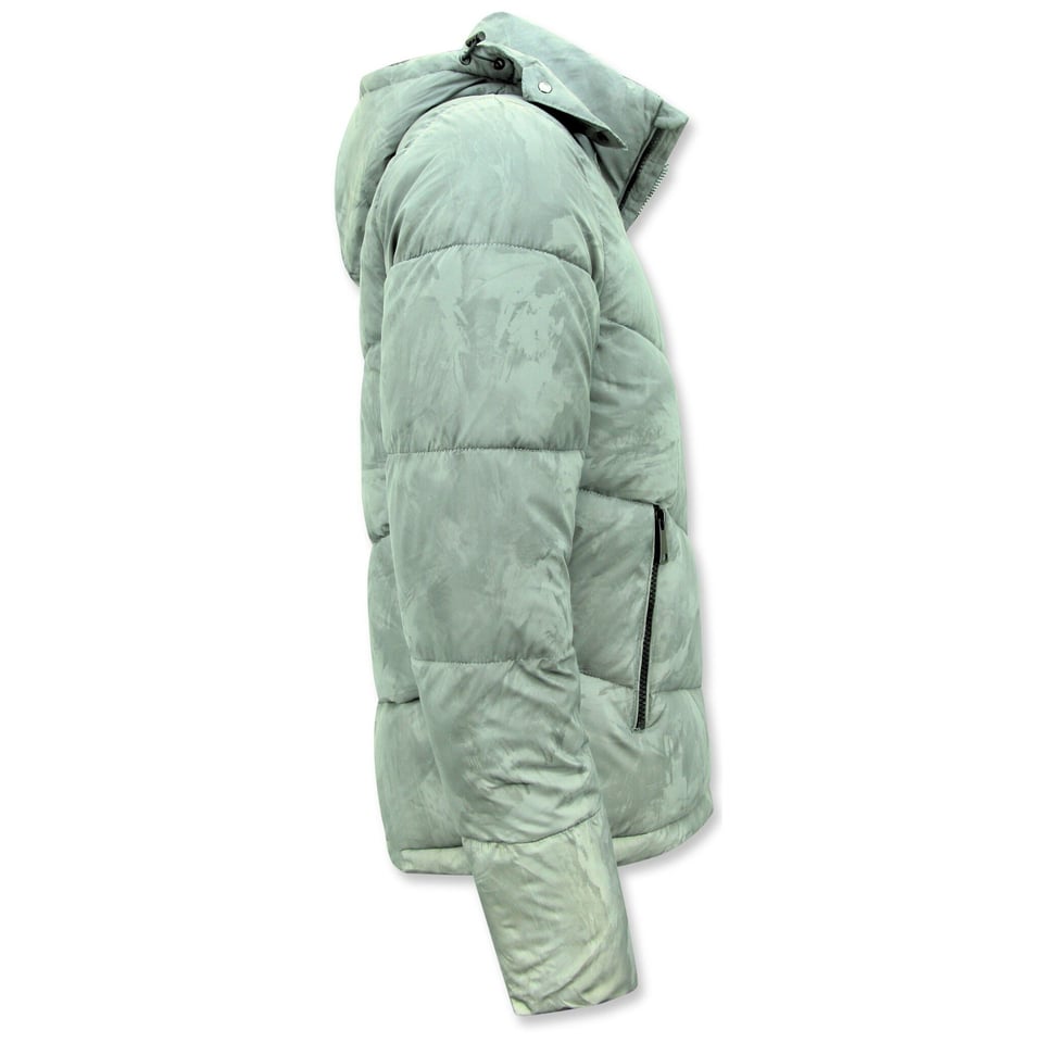 Reflector Grijs Puffer Jas Heren Met Capuchon