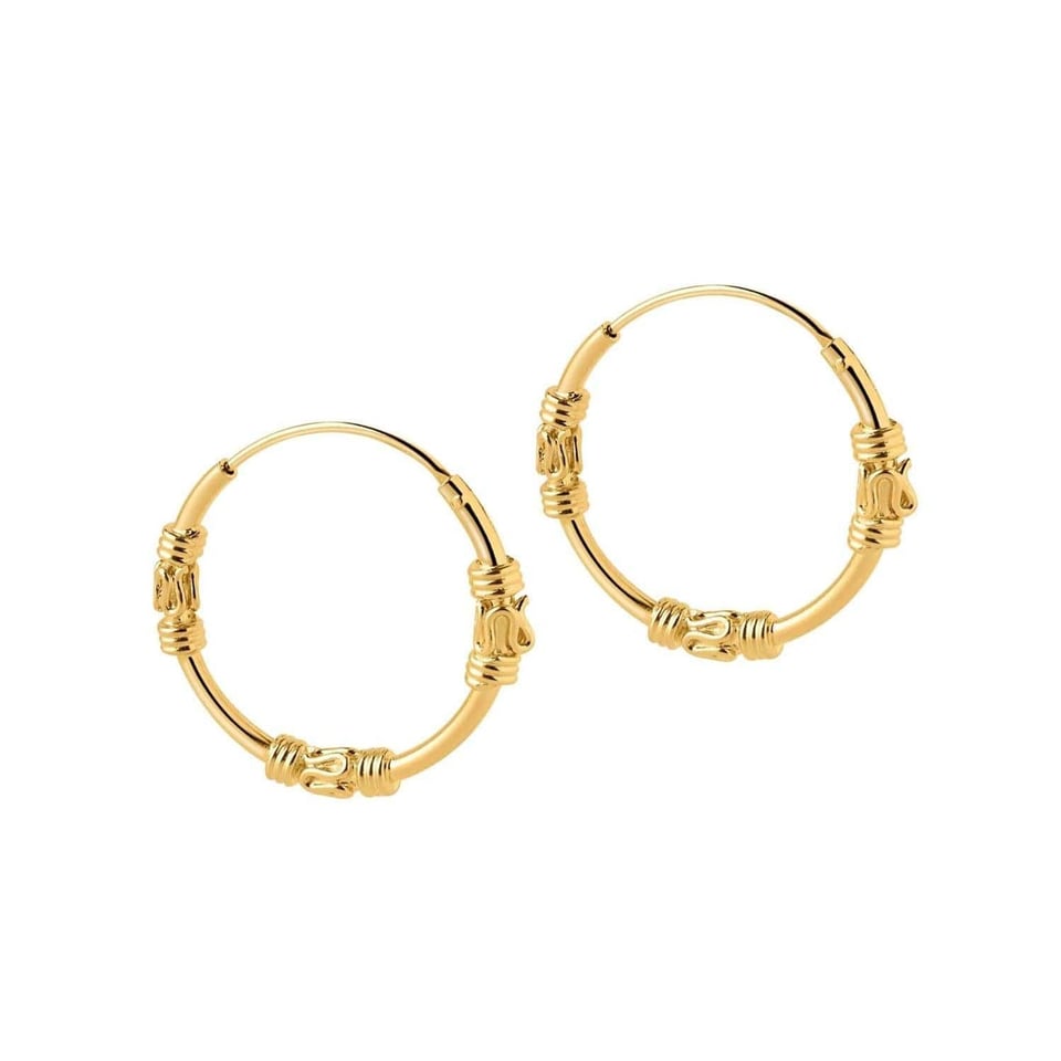 Gold Plated Bali Hoop Earrings Ubud