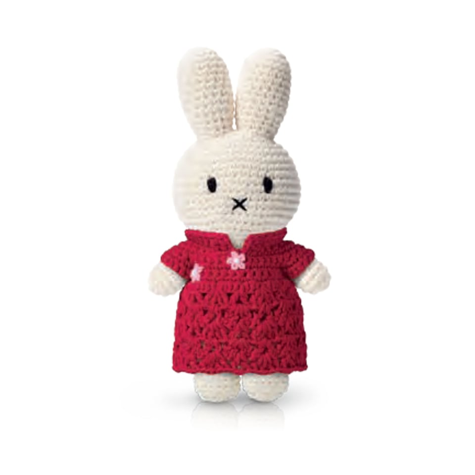 Gehaakte Knuffel Miffy/Nijntje Red Qipao Dress 25 Cm 100 % Cotton 0+