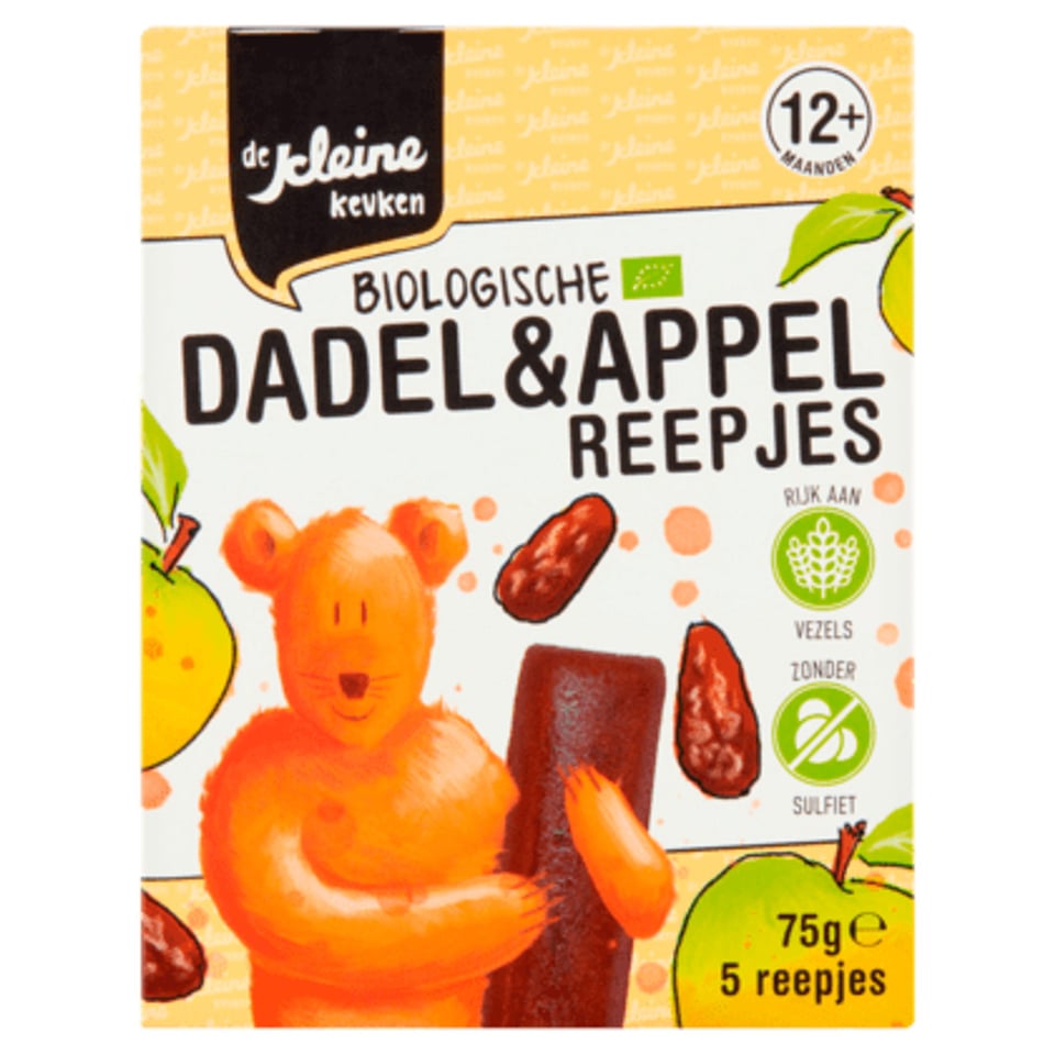 De Kleine Keuken Bio Dadel & Appel Reepjes 12+