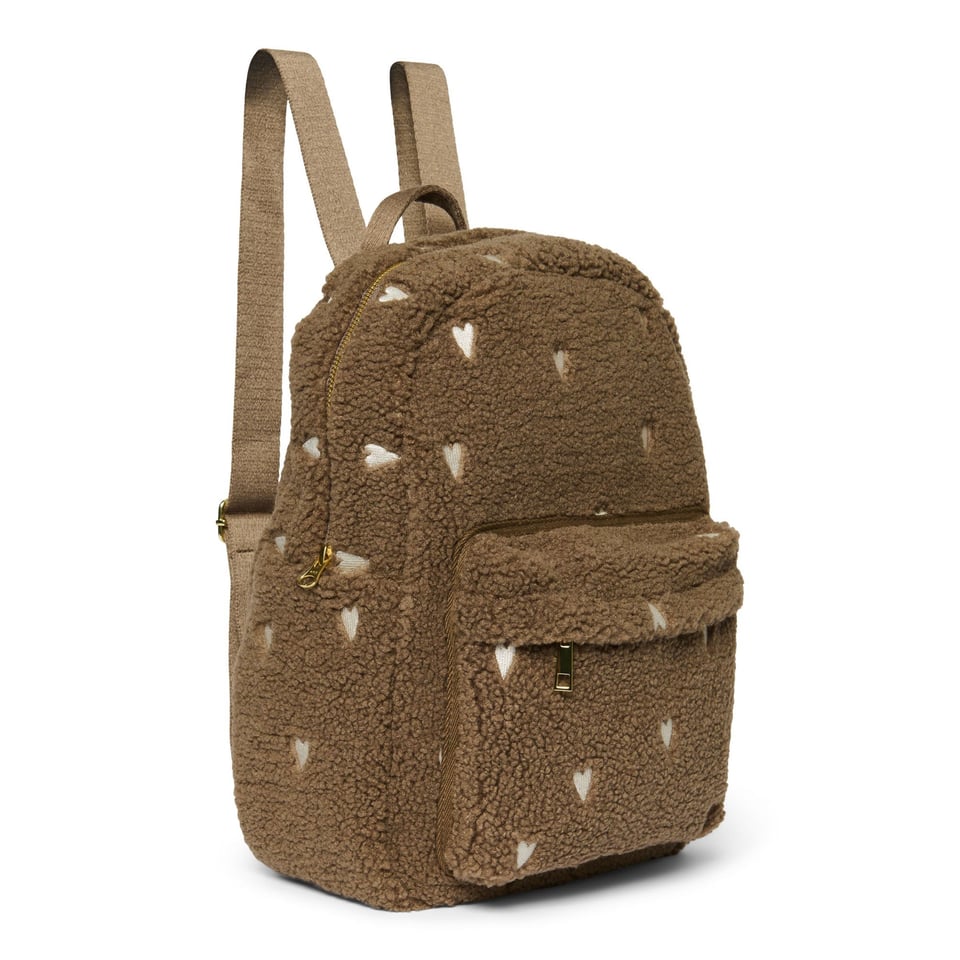 Brown Teddy Hearts MIDI Backpack with Front Pocket