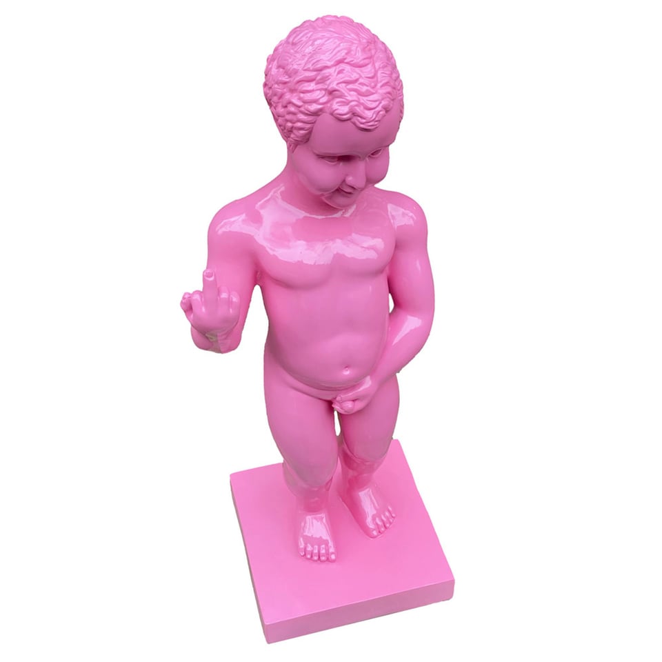 Beeld Manneken Pis F*ck You Roze XL 25x60cm