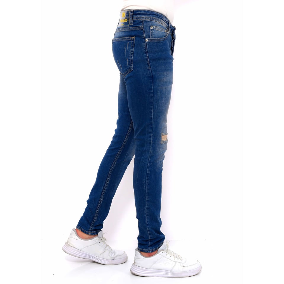 Ripped Jeans Heren Slim Fit Strech -DC-046- Blauw