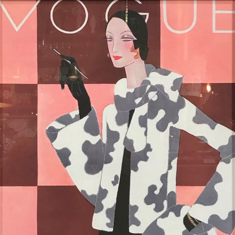 Poster Vogue Lady in Fur Multicolor 42x52cm Ingelijst