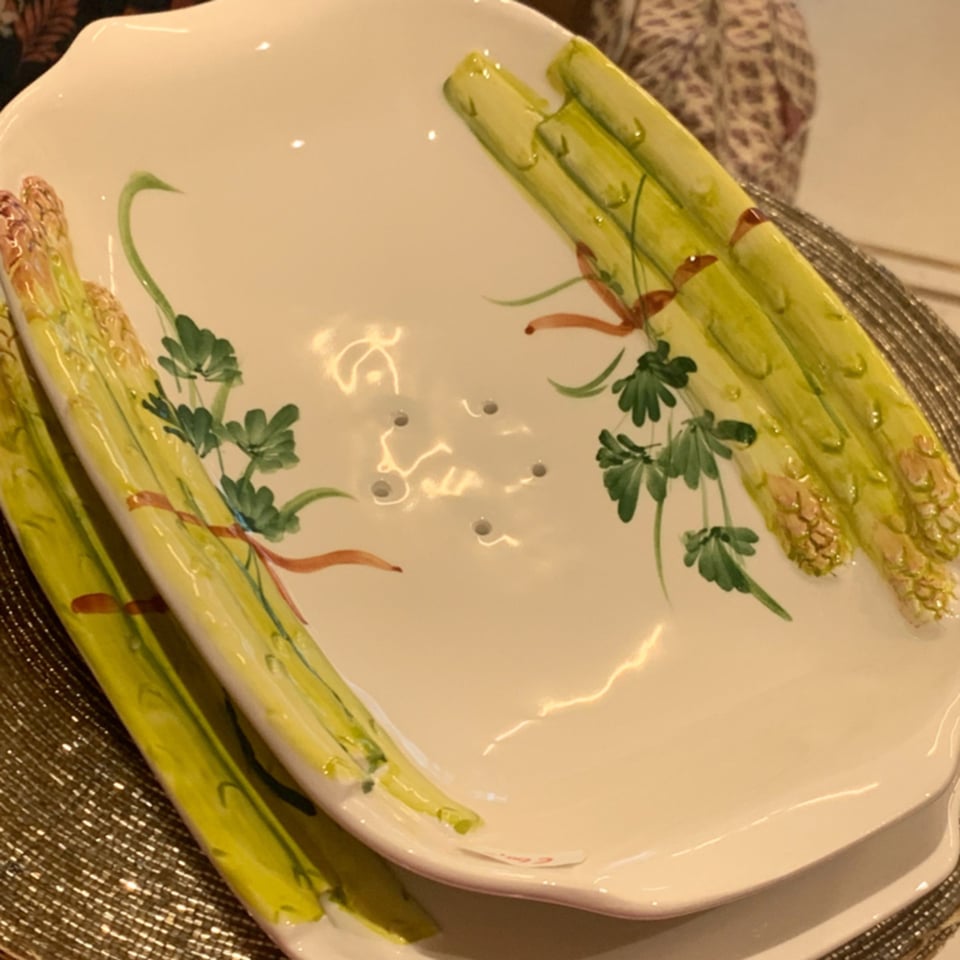 Asperge Uitlekschaal en Onderbord Vintage-Look
