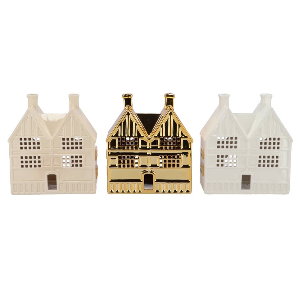 Waxinelicht Huisje Jolie Keramiek 18x21cm 3 Kleuren
