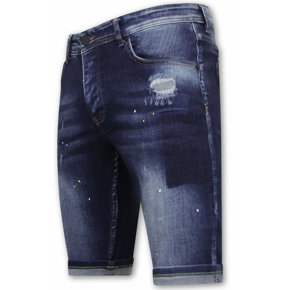 Korte Heren Broek Met Verfspatten - 1051 - Blauw