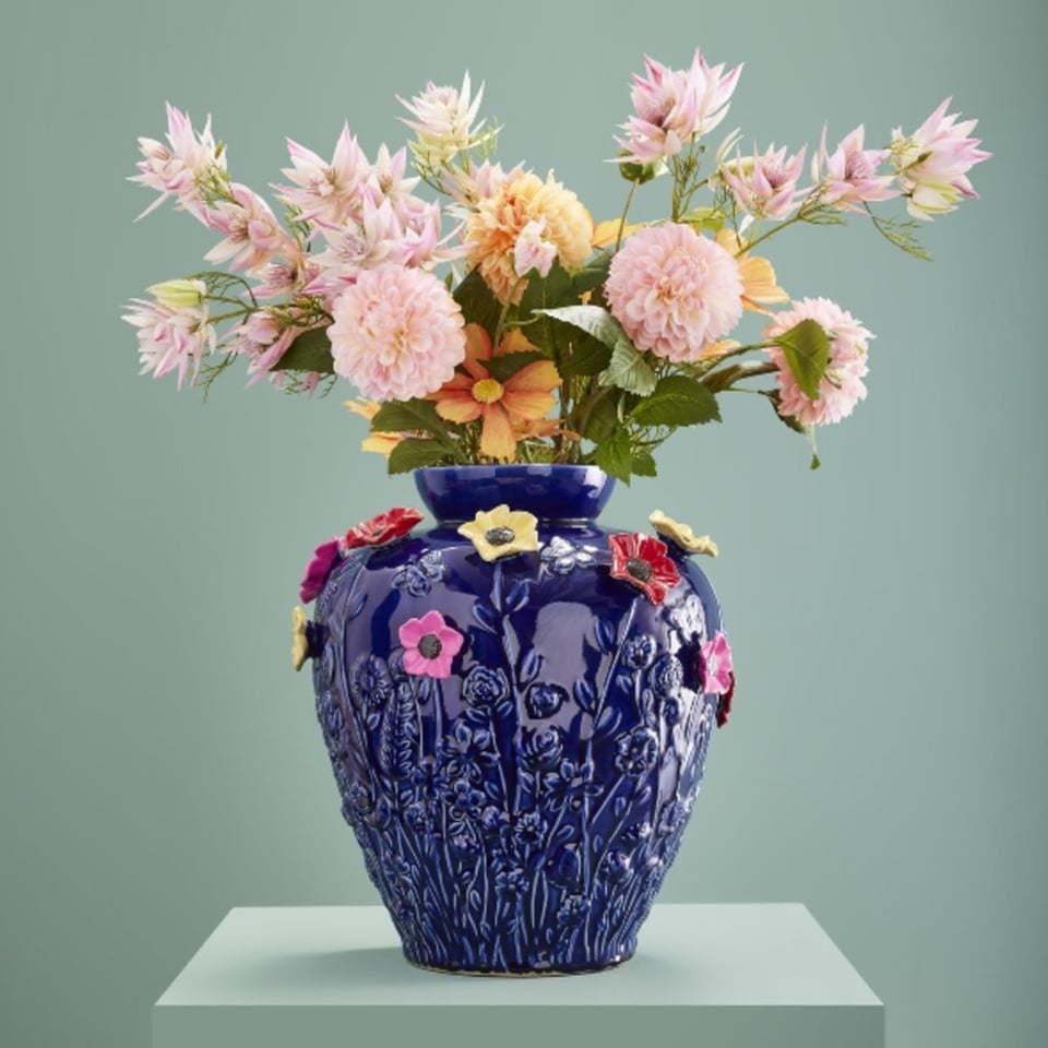 Vaas Primavera Blauw Keramiek 35x37cm Handgemaakt