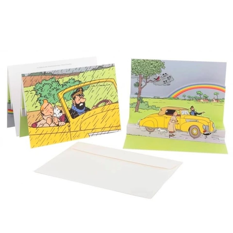 Kuifje Pop-up Kaart - De Zeven Kristallen Bollen - De Cabriolet Van Kapitein Haddock