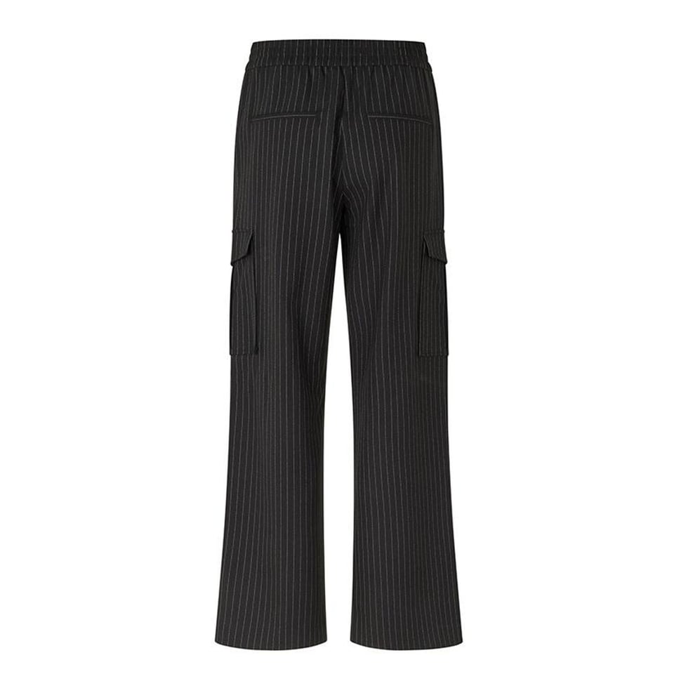 Mbym Phillipa Pocket-M Pant Black Sugar Pinstripe