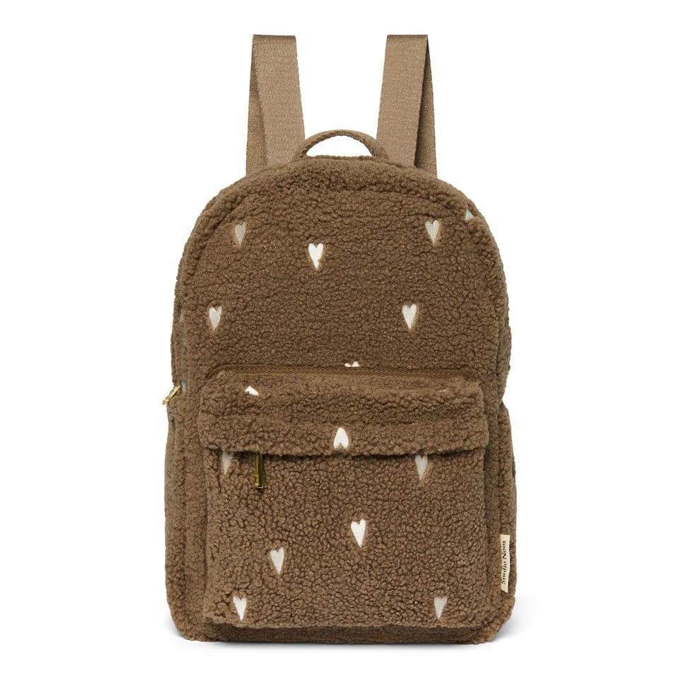 Brown Teddy Hearts MIDI Backpack with Front Pocket