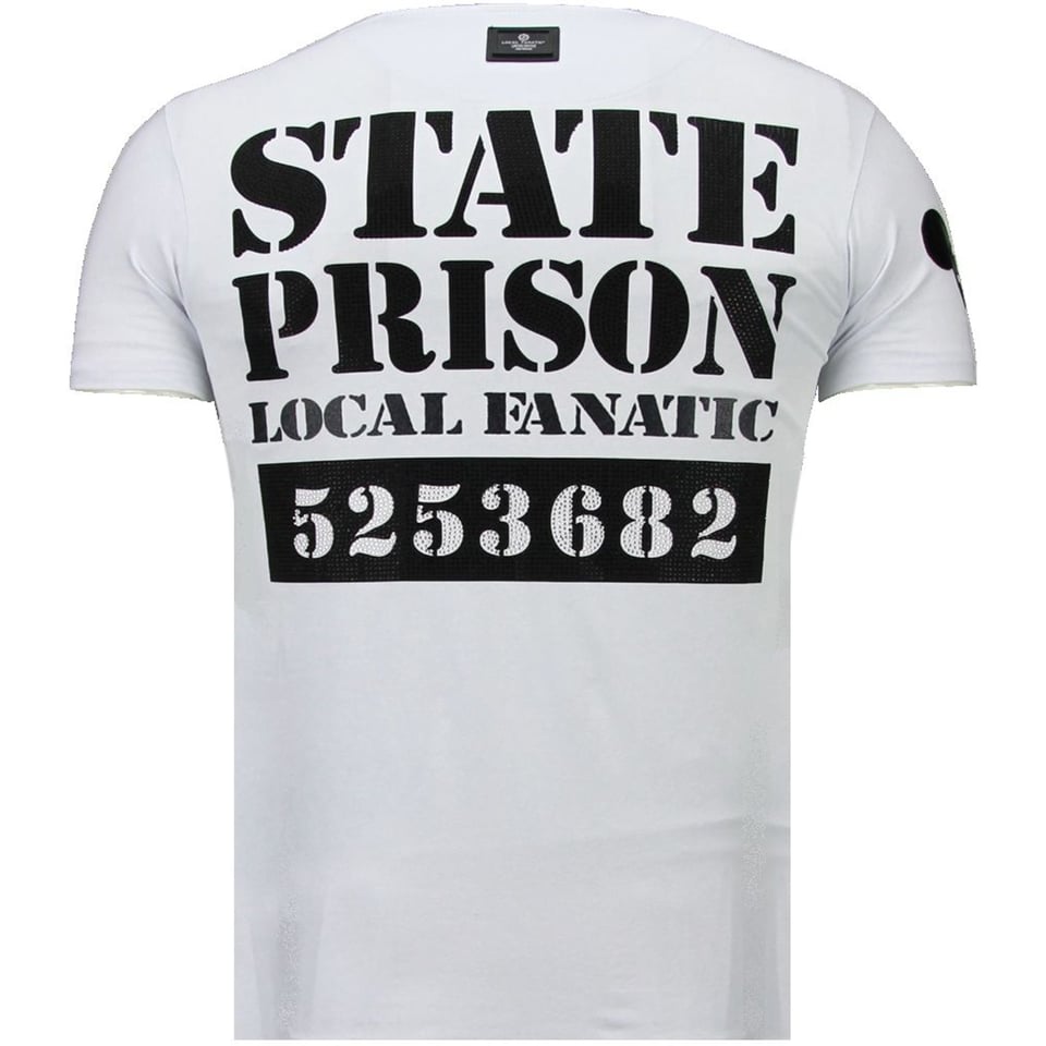 State Prison - Rhinestone T-Shirt - Wit